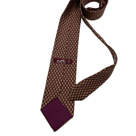 HERMÈS 820 EA Burgundy Art Silk LUXURY Tie FRANCE - Picture 2 of 5